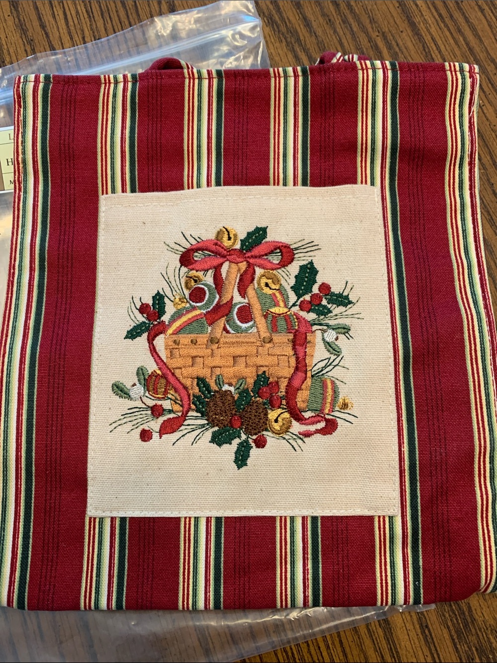 Longaberger Christmas Fabric Tote Bag or Purse. New